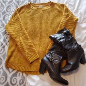 Oversized gold yellow woven sweater